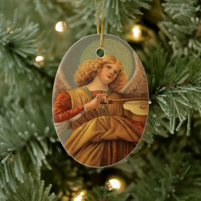 Renaissance Angel Playing Violin Melozzo da Forli Ceramic Ornament (Tree)