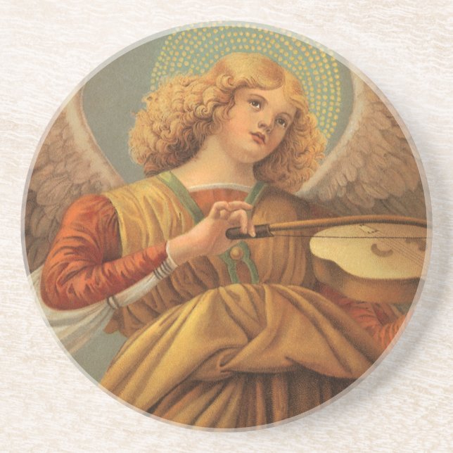 Renaissance Angel Playing Violin Melozzo da Forli Drink Coaster (Front)