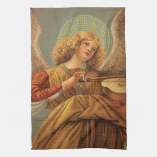 Renaissance Angel Playing Violin Melozzo da Forli Kitchen Towel