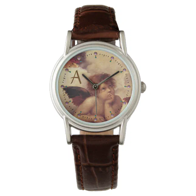 RENAISSANCE ANGEL /Winged Cherub Monogram Watch | Zazzle display picture 1