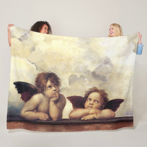RENAISSANCE ANGELS Raffaello SanzioWinged Cherubs Fleece Blanket