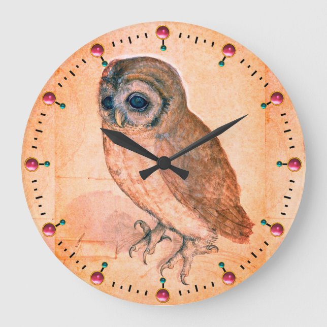 RENAISSANCE ANIMAL DRAWINGS / THE OWL LARGE CLOCK (Front)
