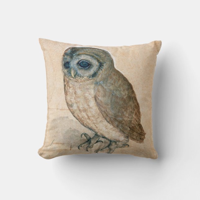 RENAISSANCE ANIMAL DRAWINGS / THE OWL THROW PILLOW (Front)