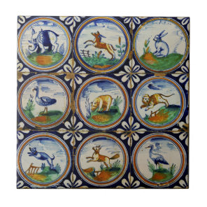 Renaissance Animals Netherlands Earthenware Ceramic Tile