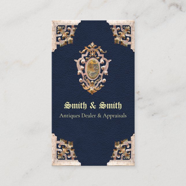 Renaissance Antique Style (Blue) Business Card (Front)