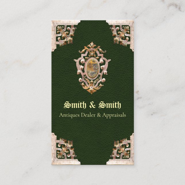Renaissance Antique Style (Green) Business Card (Front)