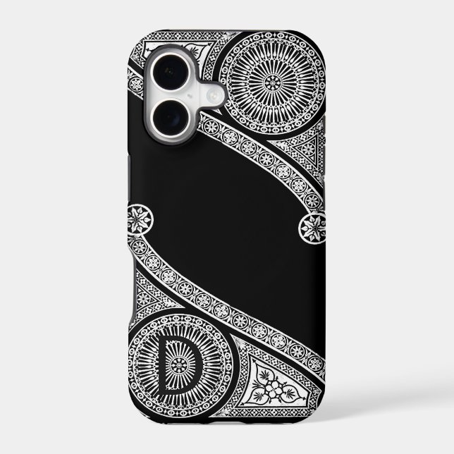 RENAISSANCE ARCHITECT Black White  Monogram Iphone Case (Back)