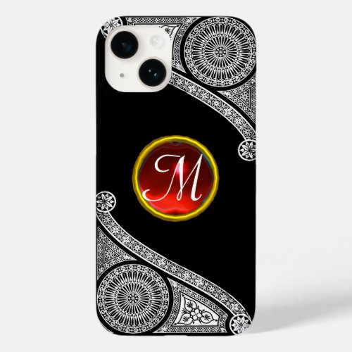 RENAISSANCE ARCHITECT Black White Red Gem Monogram Case_Mate iPhone 14 Case