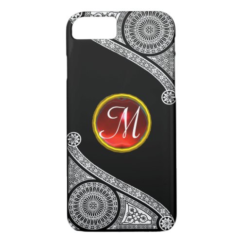 RENAISSANCE ARCHITECT Black White Red Gem Monogram iPhone 87 Case