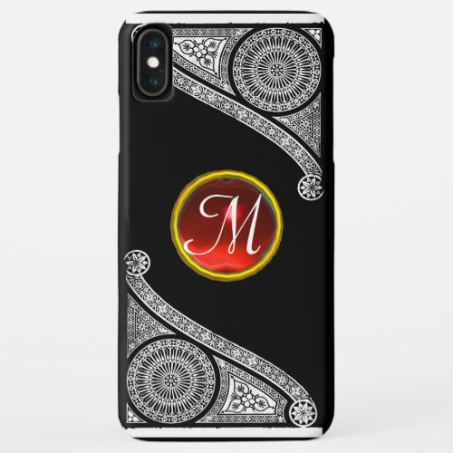 RENAISSANCE ARCHITECT Black White Red Gem Monogram iPhone XS Max Case