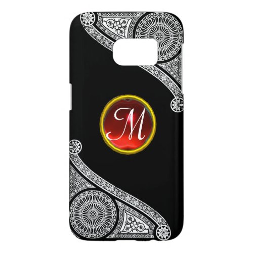 RENAISSANCE ARCHITECT Black White Red Gem Monogram Samsung Galaxy S7 Case