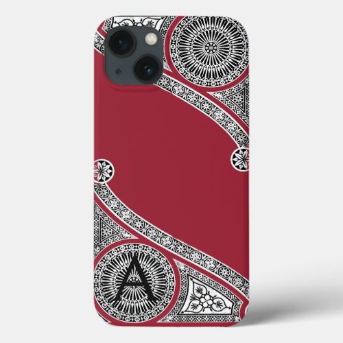 RENAISSANCE ARCHITECT Marsala Red Monogram  iPhone 13 Case