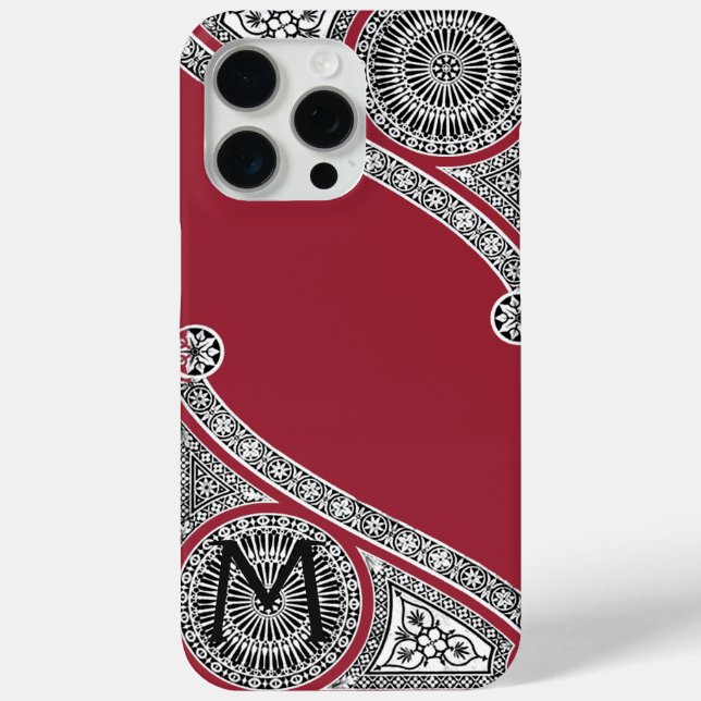 RENAISSANCE ARCHITECT Marsala Red Monogram Case-Mate iPhone Case (Back)