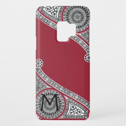 RENAISSANCE ARCHITECT Marsala Red Monogram Case_Mate Samsung Galaxy S9 Case