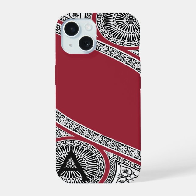RENAISSANCE ARCHITECT Marsala Red Monogram Iphone Case (Back)