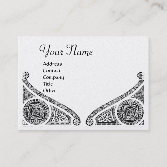 RENAISSANCE ARCHITECT MONOGRAM Black White Pearl Business Card (Front)