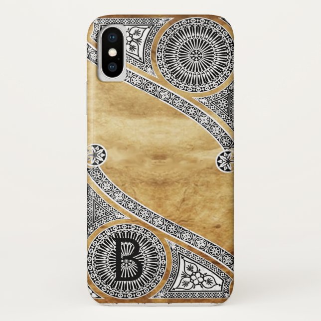 RENAISSANCE ARCHITECT Parchment Monogram Case-Mate iPhone Case (Back)