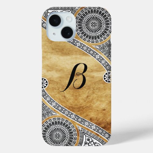 RENAISSANCE ARCHITECT Parchment Monogram iPhone 15 Case