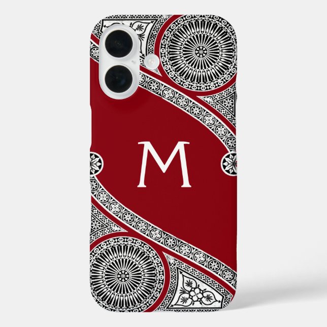 RENAISSANCE ARCHITECT Red Burgundy Monogram Case-Mate iPhone Case (Back)
