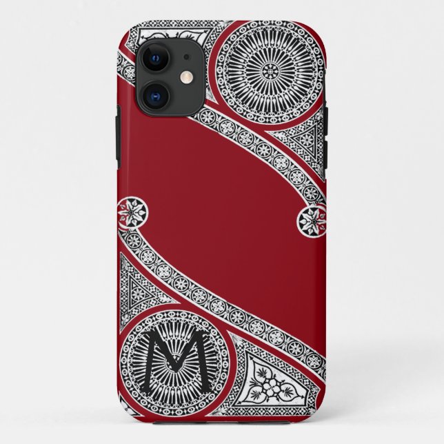 RENAISSANCE ARCHITECT Red Burgundy Monogram Case-Mate iPhone Case (Back)