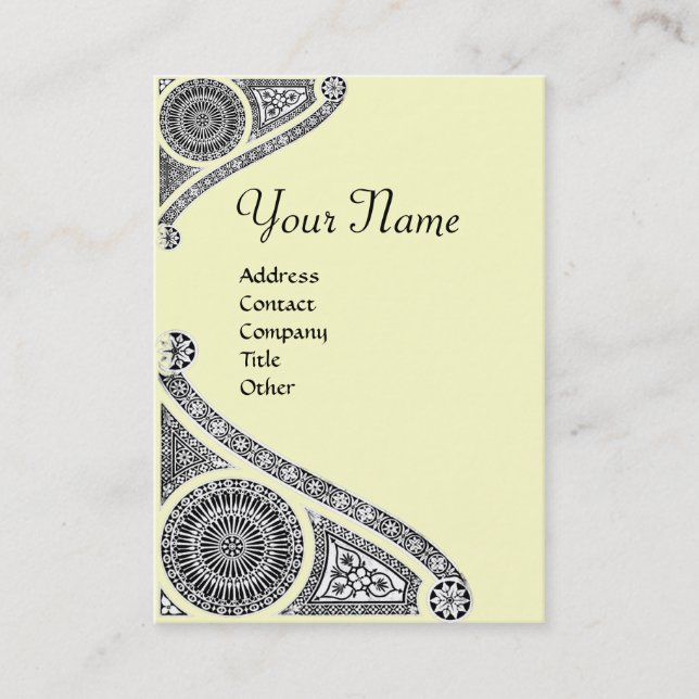 RENAISSANCE ARCHITECTURE MONOGRAM 4 Black Cream Business Card (Front)