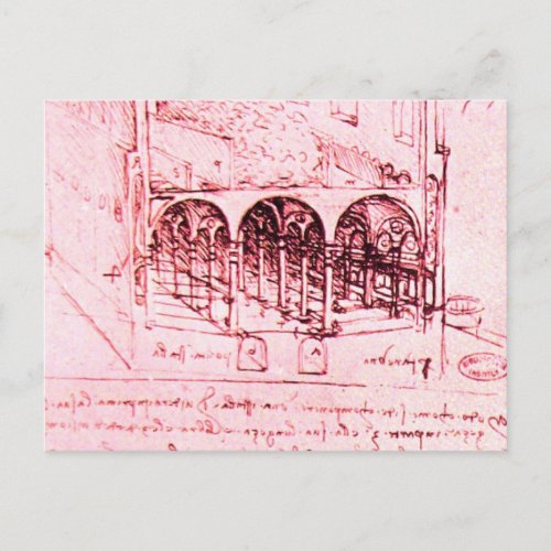 RENAISSANCE ARCHITECTURE Pink Postcard