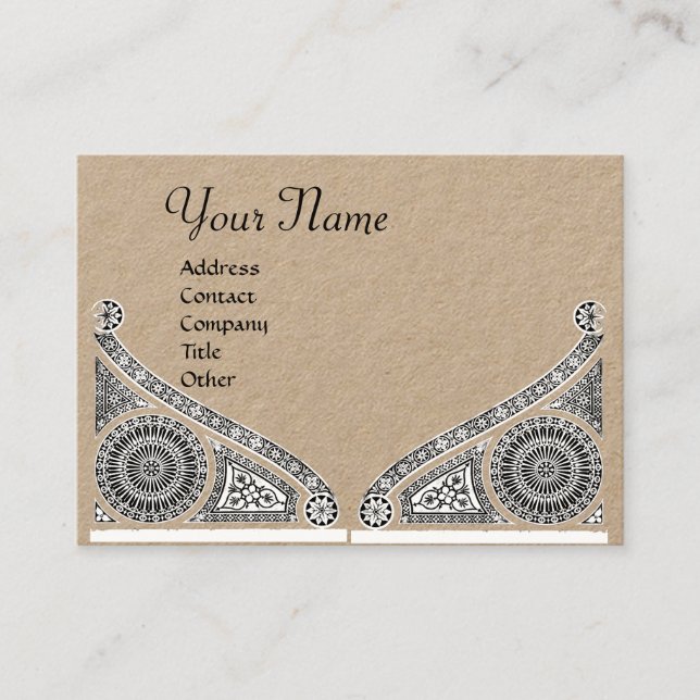 RENAISSANCE ARCITECTURE MONOGRAM Black Kraft Paper Business Card (Front)