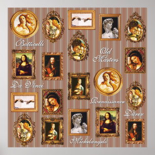 Renaissance Art Gallery Beige Mocha Mousse Stripe Poster