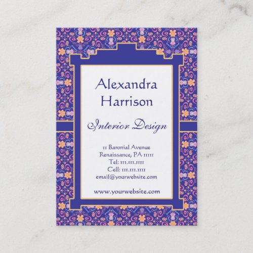 Renaissance Arts and Crafts Floral Pattern Business Cards
