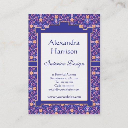 Customizable Renaissance Arts and Crafts Floral Pattern Business Cards