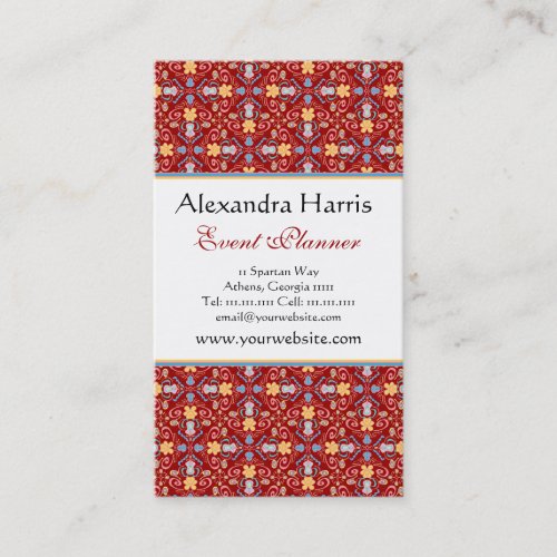 Renaissance Arts and Crafts Floral Pattern Business Card