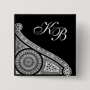 RENAISSANCE Black White Architectural Decor Pinback Button