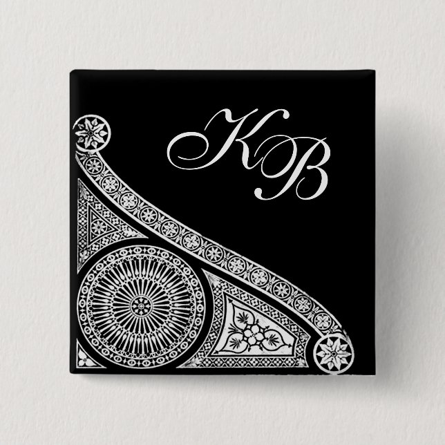 RENAISSANCE Black White Architectural Decor Pinback Button (Front)