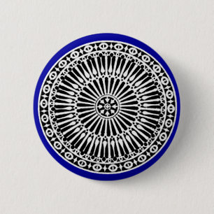 RENAISSANCE Black White Blue Architectural Decor Pinback Button