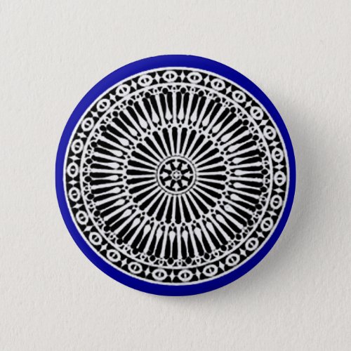 RENAISSANCE Black White Blue Architectural Decor Pinback Button