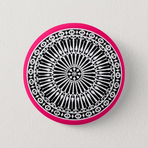 RENAISSANCE Black White Pink Architectural Decor Pinback Button