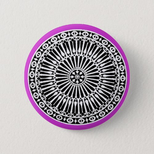 RENAISSANCE Black White Purple Architectural Decor Pinback Button