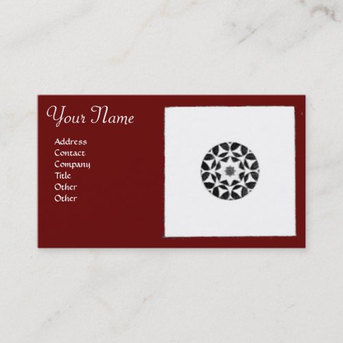RENAISSANCE Black White Red Geometric Floral Business Card