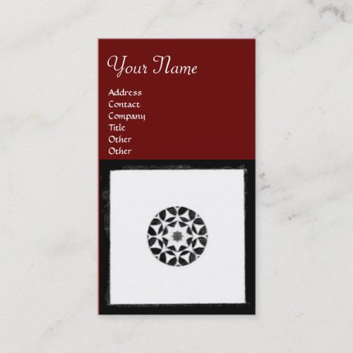 RENAISSANCE Black White Red Geometric Floral Business Card