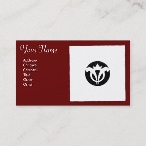 RENAISSANCE Black White Red Geometric Floral Business Card