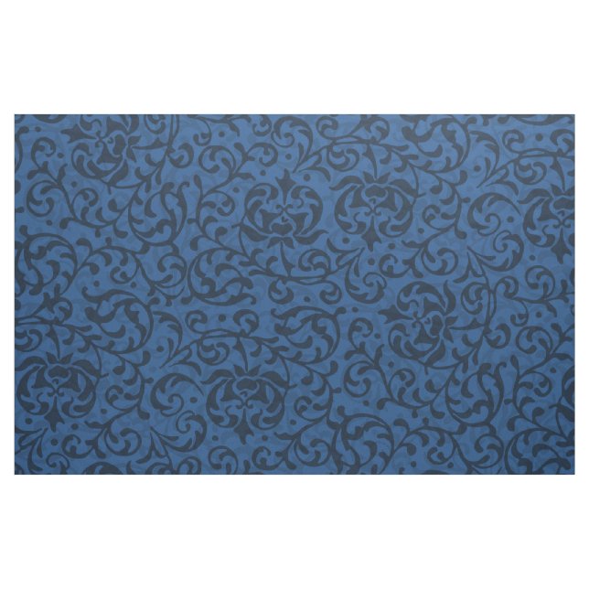Renaissance Blue Floral Damask Fabric (Fat Quarter)