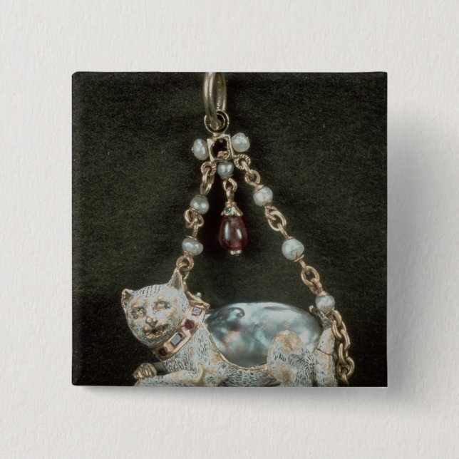 Renaissance cat pendant button (Front)