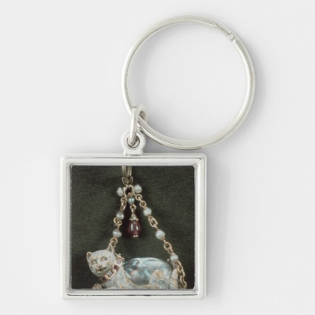 Renaissance cat pendant keychain (Front)