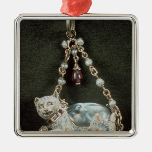 Renaissance cat pendant metal ornament