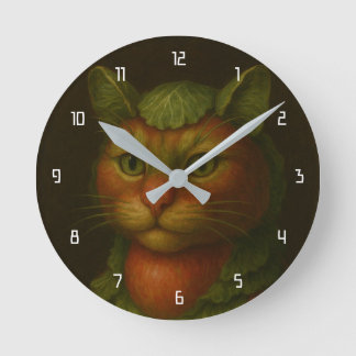 Renaissance Cat Portrait Round Clock