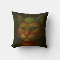Renaissance Cat Portrait Throw Pillow