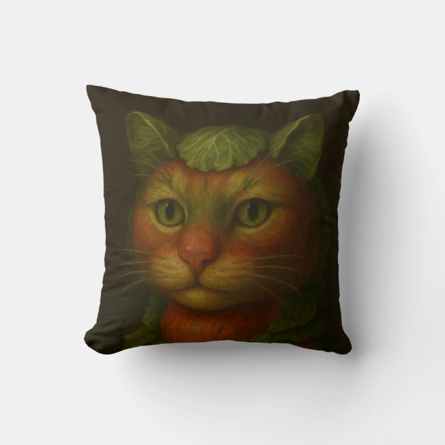 Renaissance Cat Portrait Throw Pillow (Front)