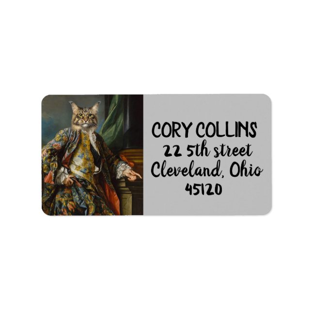 RENAISSANCE CAT VICTORIAN RETURN ADDRESS LABELS (Front)
