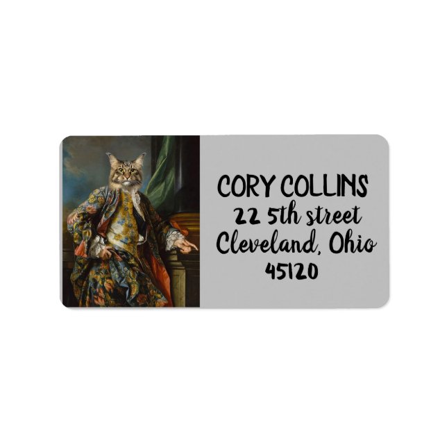 RENAISSANCE CAT VICTORIAN RETURN ADDRESS LABELS (Front)