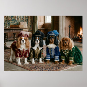 Renaissance Court Cavalier Spaniels Portrait Poster
